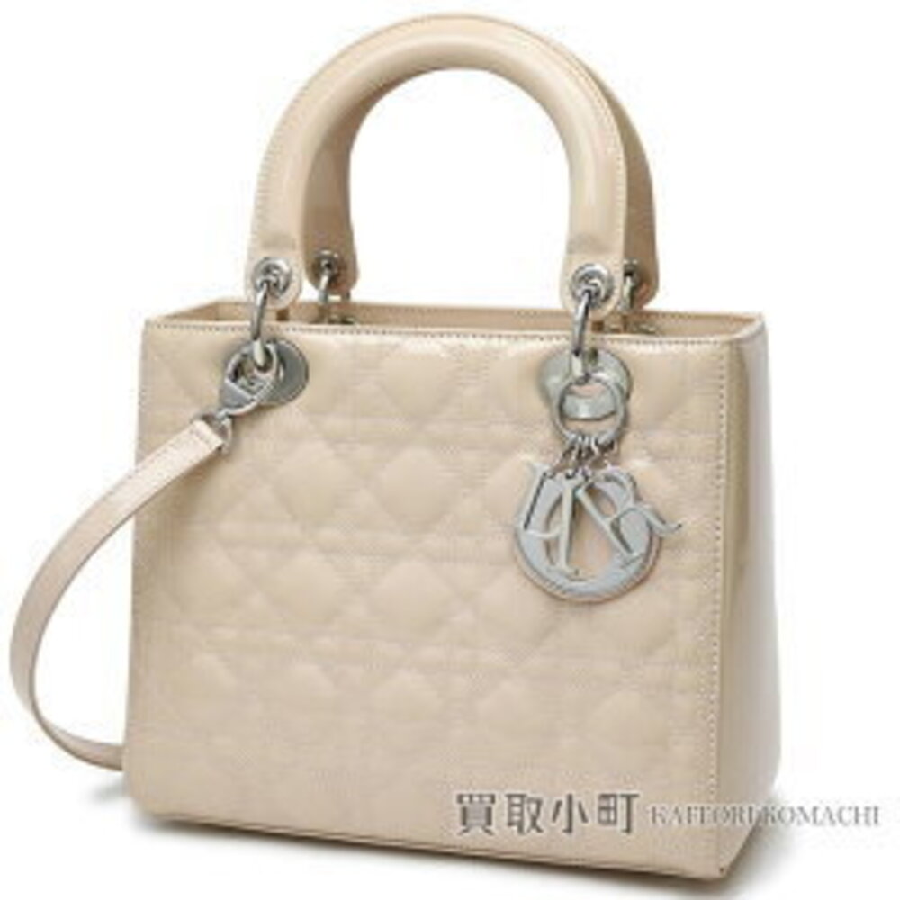 Dior Lady Classic Handbag Cannage Stitching Rose Powder Patent Leather Shoulder